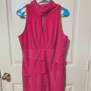WHBM Hot pink sleeveless dress with cut out at chest area